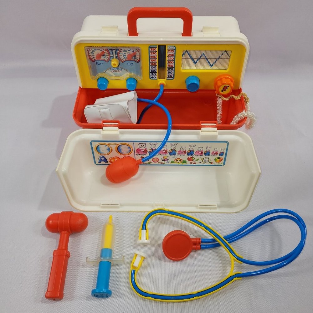 Chicco Vintage Toy Dr Medical Kit Doctor Set Bag Tools